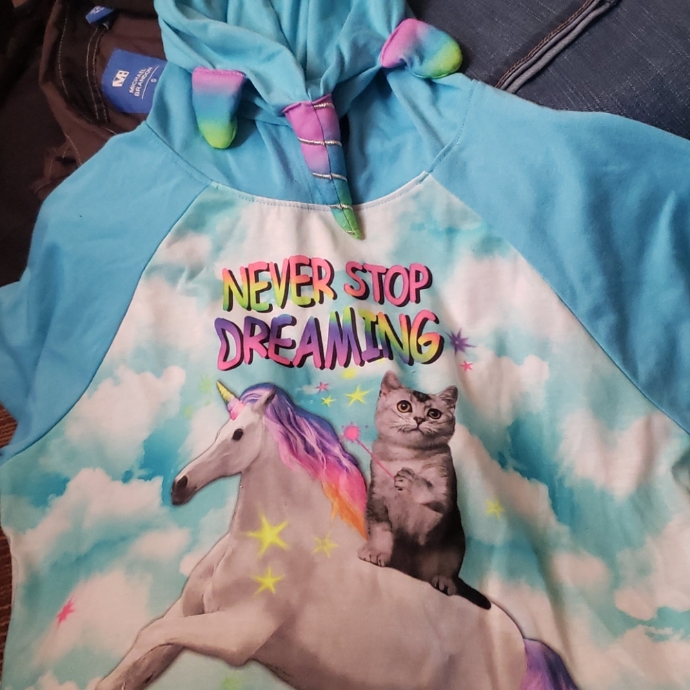 Girls Kitten riding a Unicorn shirt